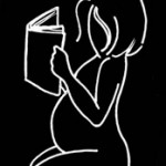 logo fertile source pregnant woman reading a book