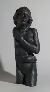 Sandy Frank sculpture woman side sheer hosting poem The Painter's Wife by Tania Pryputniewicz